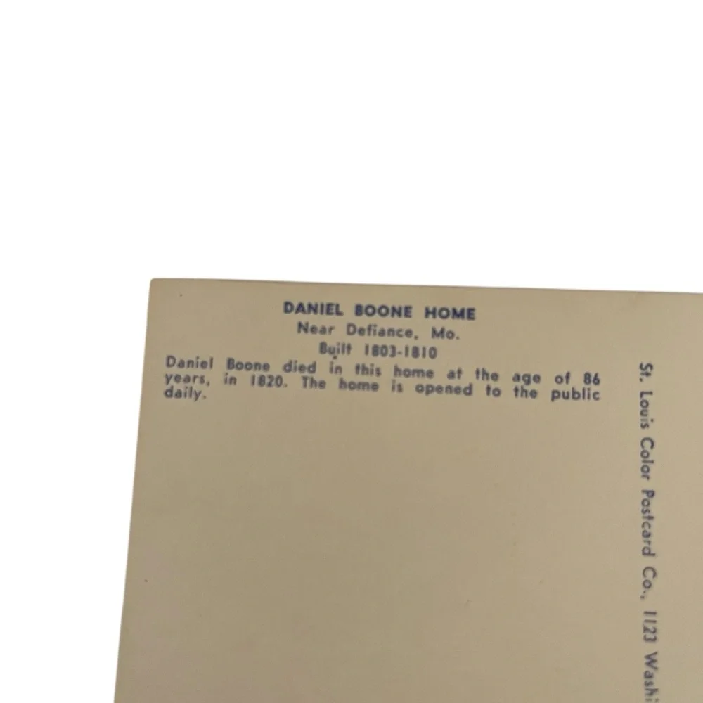 Unused Vintage Post Card Daniel Boone Home Art Grossman Photo 1962 St Louis